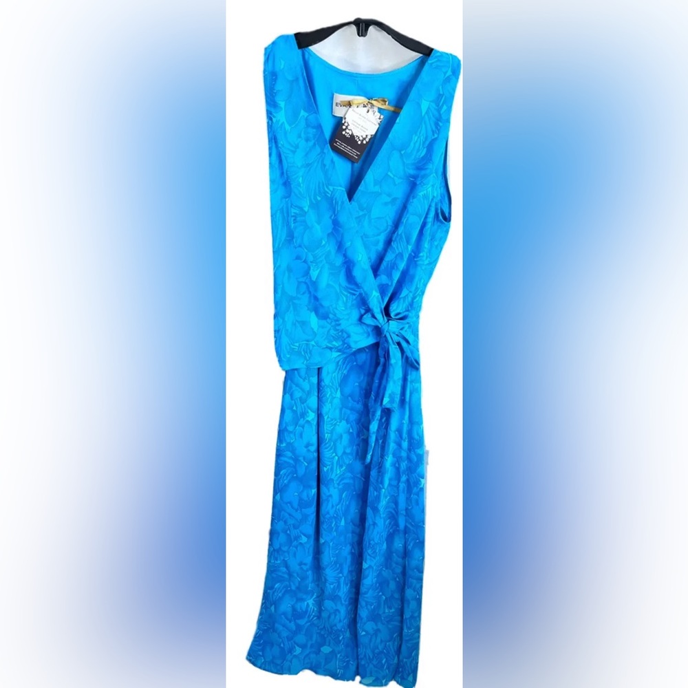 Evan Picone Dress 10 Ladies Vintage 1990's Era Aqua Blue